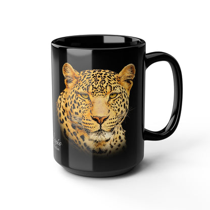 Leopard 15oz Black Ceramic Coffee Mug - HD Printing