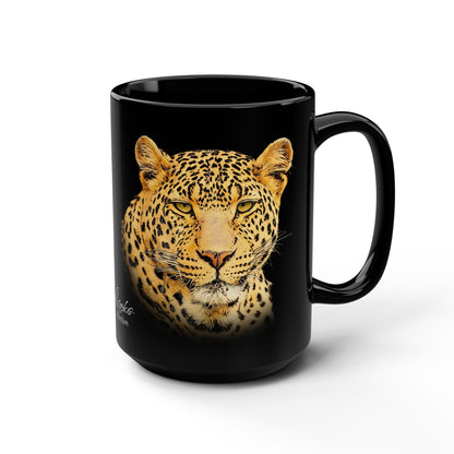 Leopard 15oz Black Ceramic Coffee Mug - HD Printing