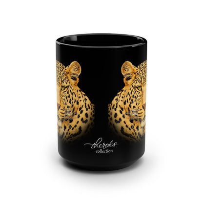 Leopard 15oz Black Ceramic Coffee Mug - HD Printing