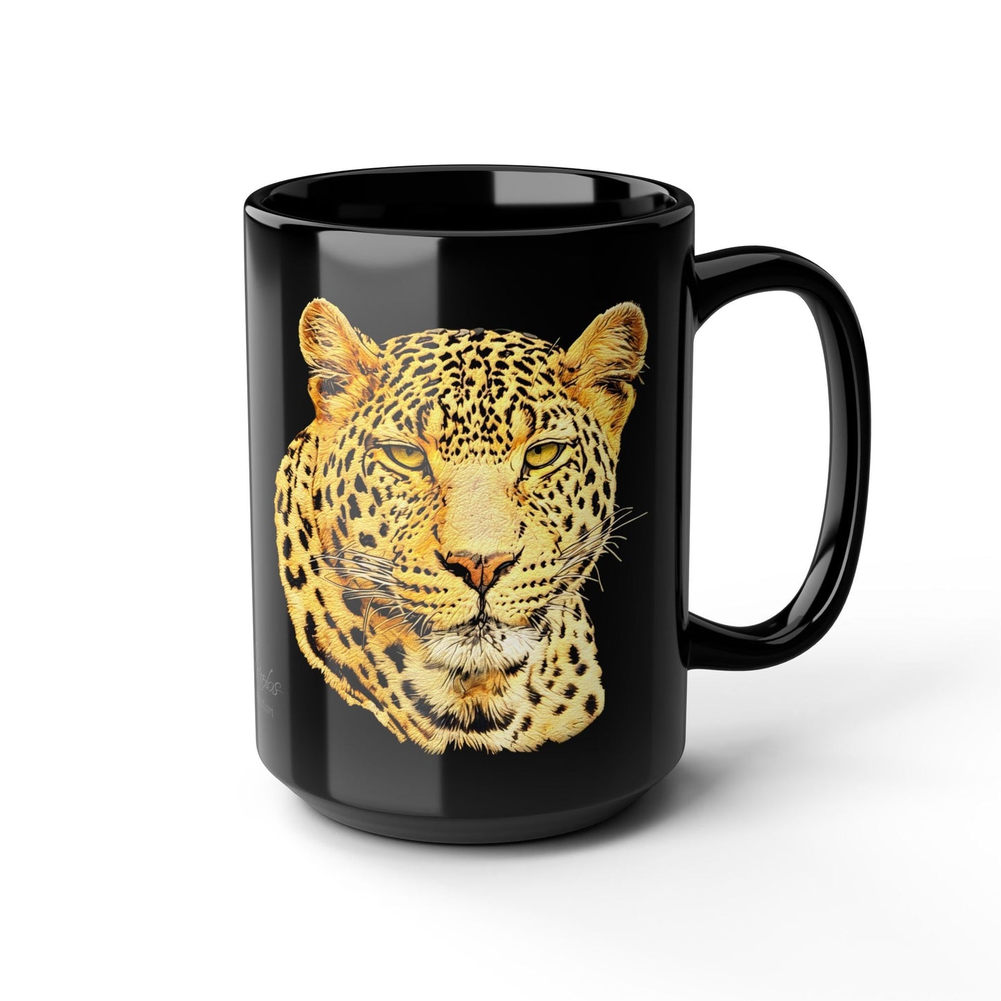 Leopard 15oz Large Black Ceramic Mug - HD Printing