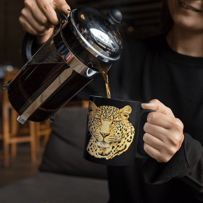 Leopard 15oz Large Black Ceramic Mug - HD Printing