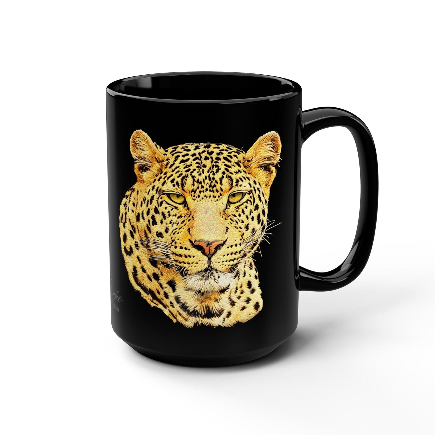 Leopard 15oz Large Black Ceramic Mug - HD Printing