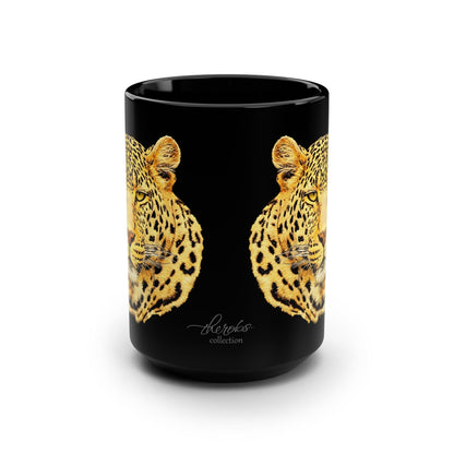 Leopard 15oz Large Black Ceramic Mug - HD Printing