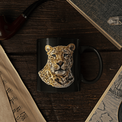 Leopard 15oz Large Black Ceramic Mug II - HD Printing