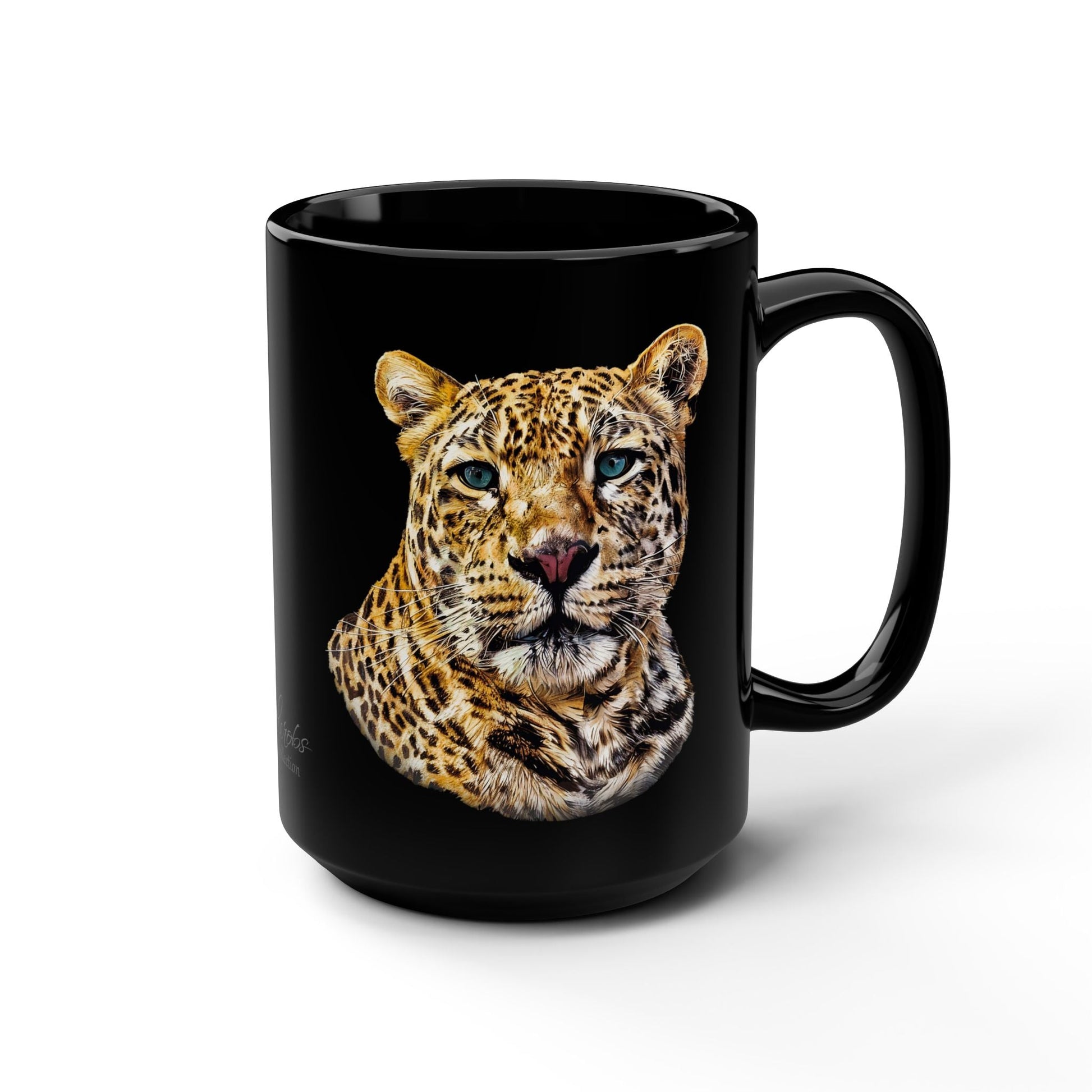 Leopard 15oz Large Black Ceramic Mug II - HD Printing