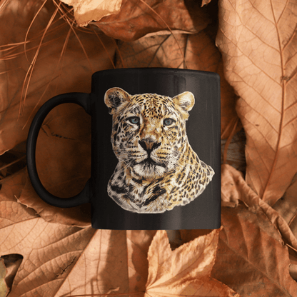 Leopard 15oz Large Black Ceramic Mug II - HD Printing