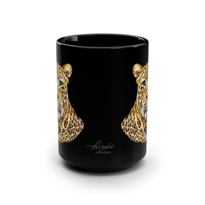 Leopard 15oz Large Black Ceramic Mug II - HD Printing