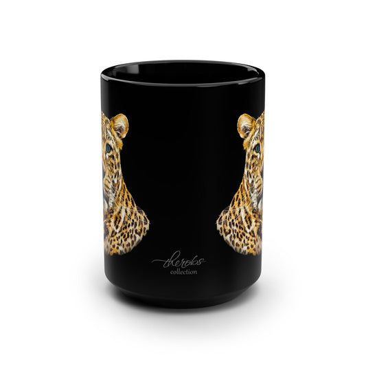 Leopard 15oz Large Black Ceramic Mug II - HD Printing