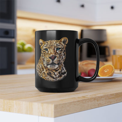 Leopard 15oz Large Black Ceramic Mug II - HD Printing