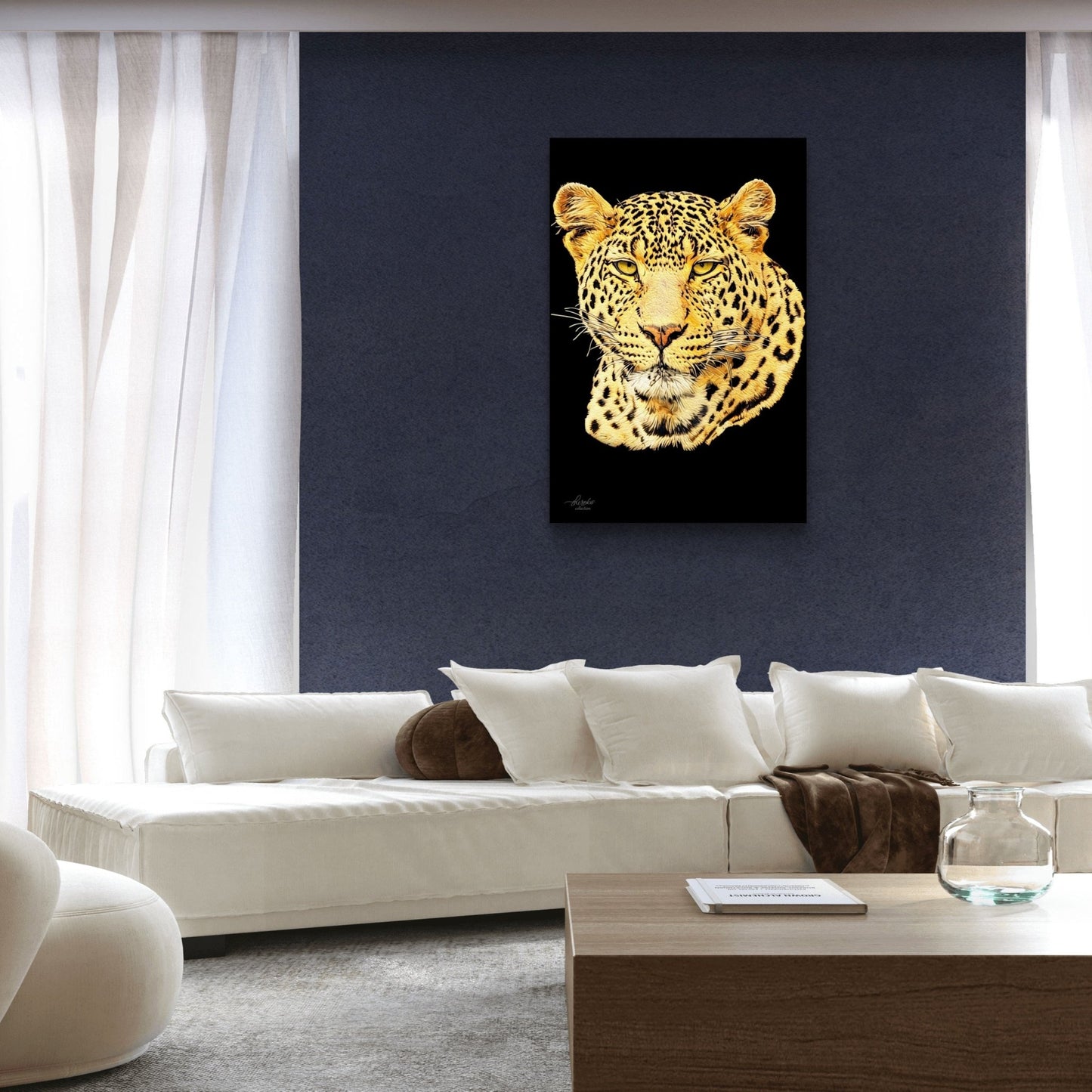Leopard Indoor & Outdoor HD Black Silk Poster - HD Printing