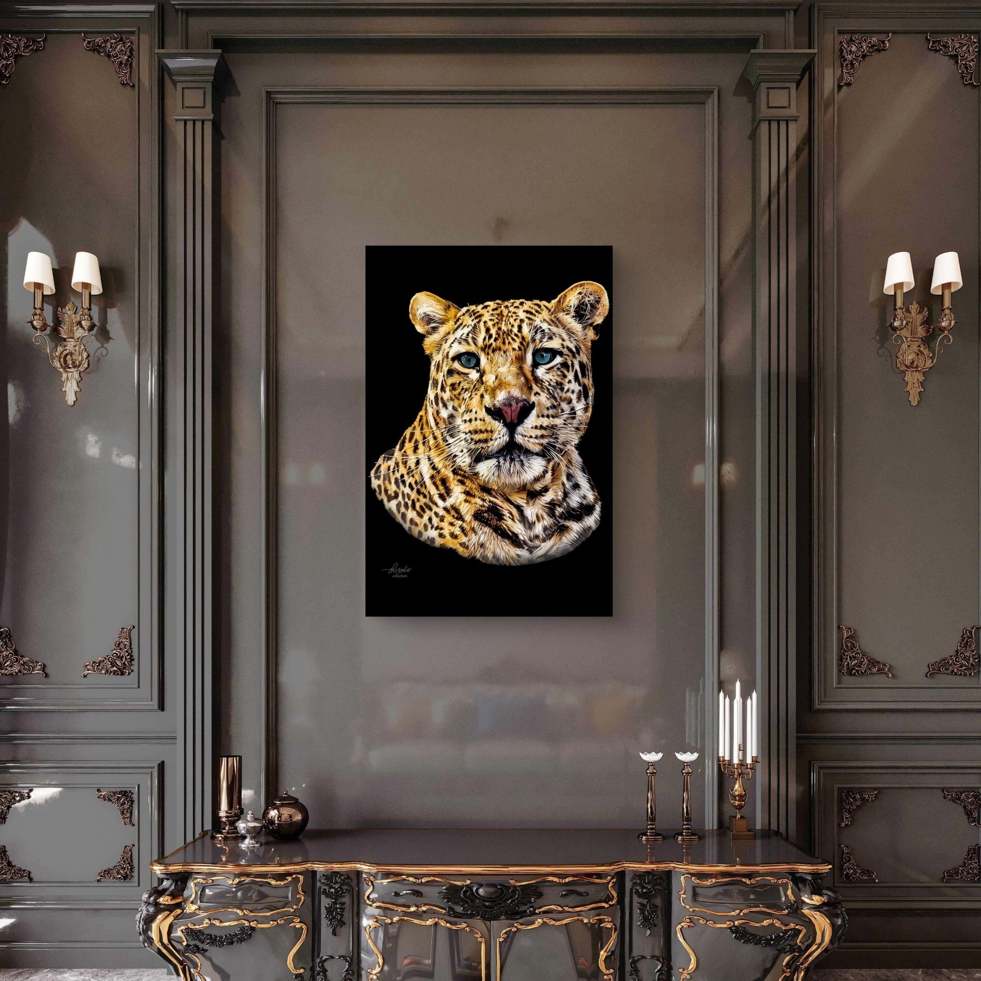 Leopard Indoor & Outdoor HD Black Silk Poster - HD Printing