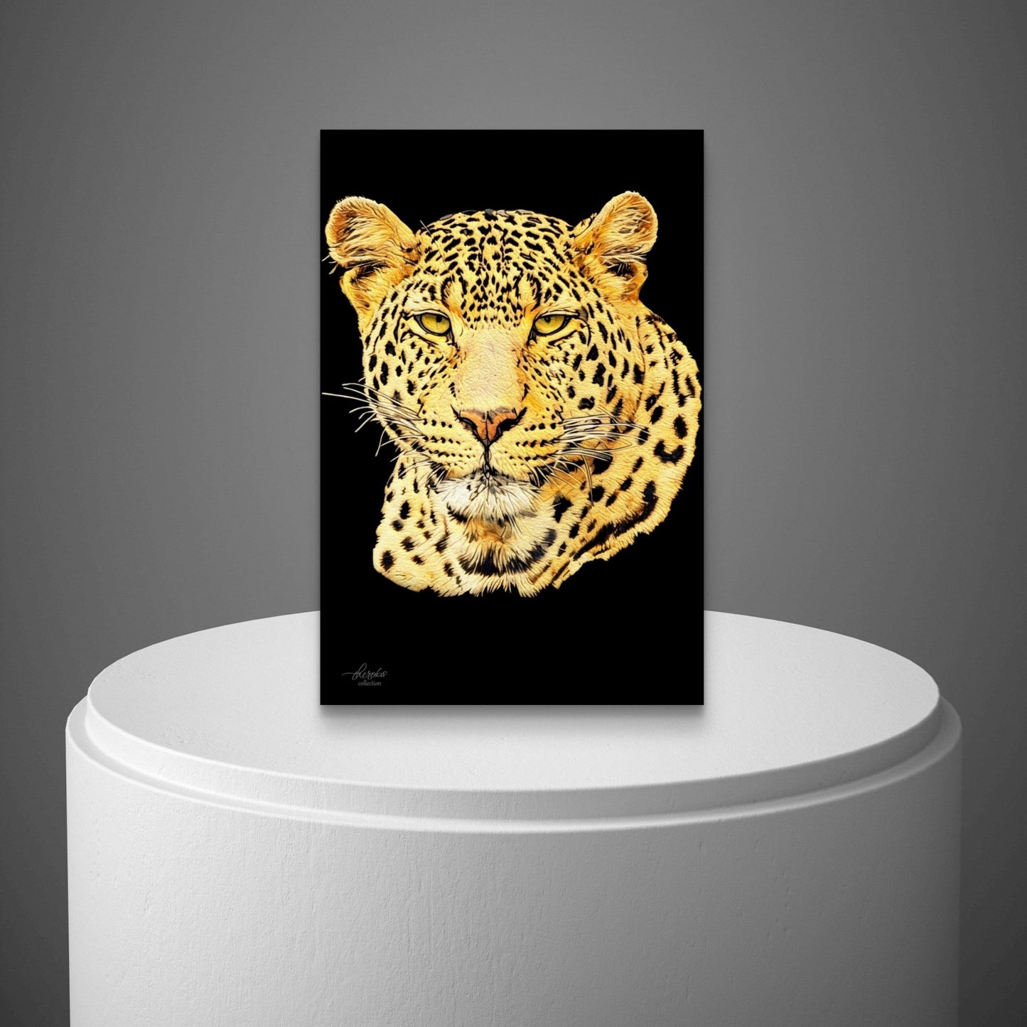 Leopard Satin Stretched Black Canvas Print - HD Printing