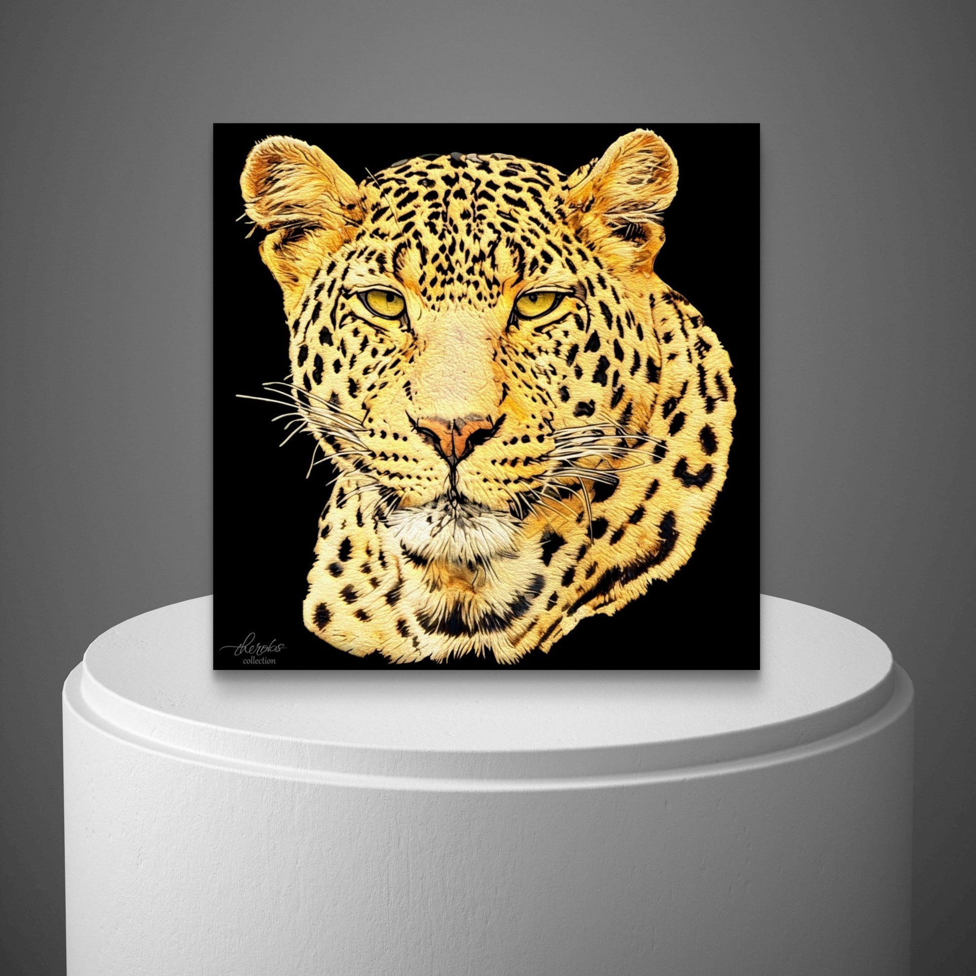 Leopard Satin Stretched Black Canvas Print - HD Printing