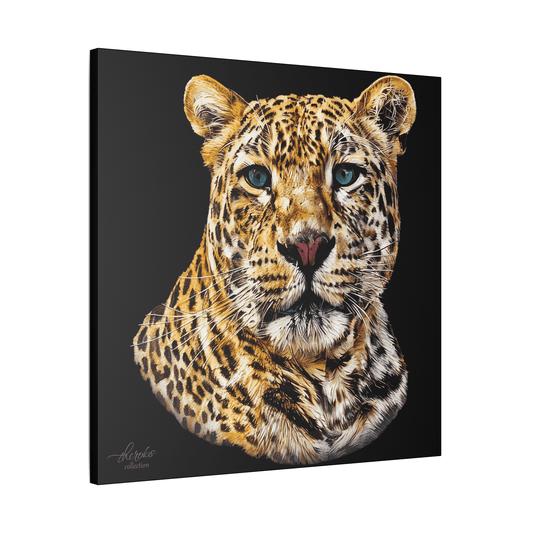 Leopard Satin Stretched Black Canvas Print II - HD Printing