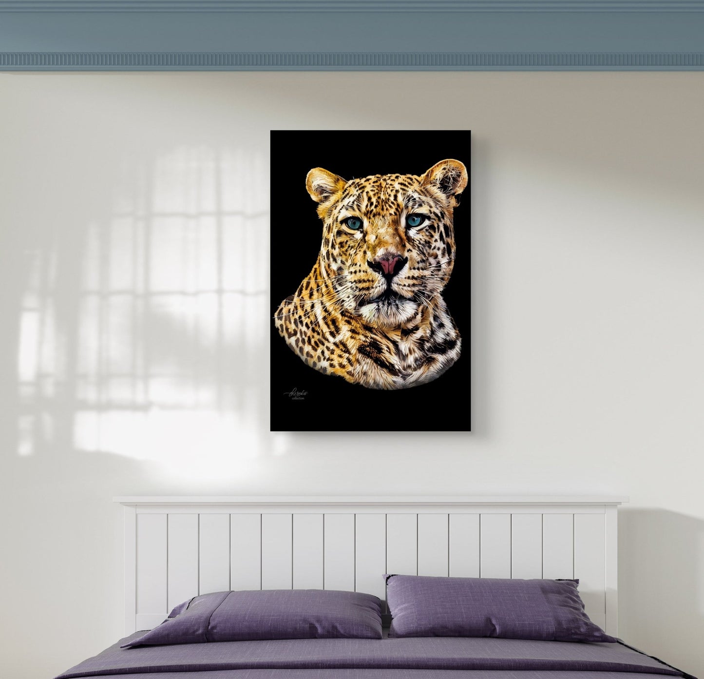 Leopard Satin Stretched Black Canvas Print II - HD Printing