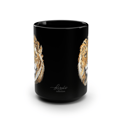 Lion 15oz Large Black Ceramic Mug - HD Printing