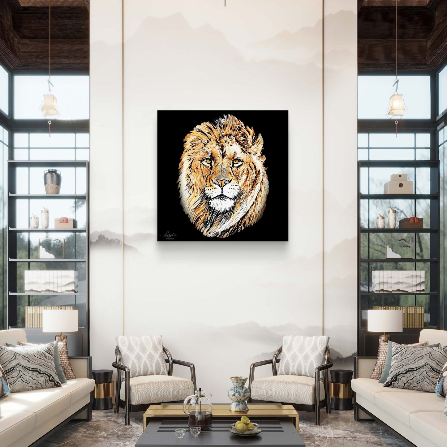 Lion Fine Art Giclée Matte Black Poster - HD Printing