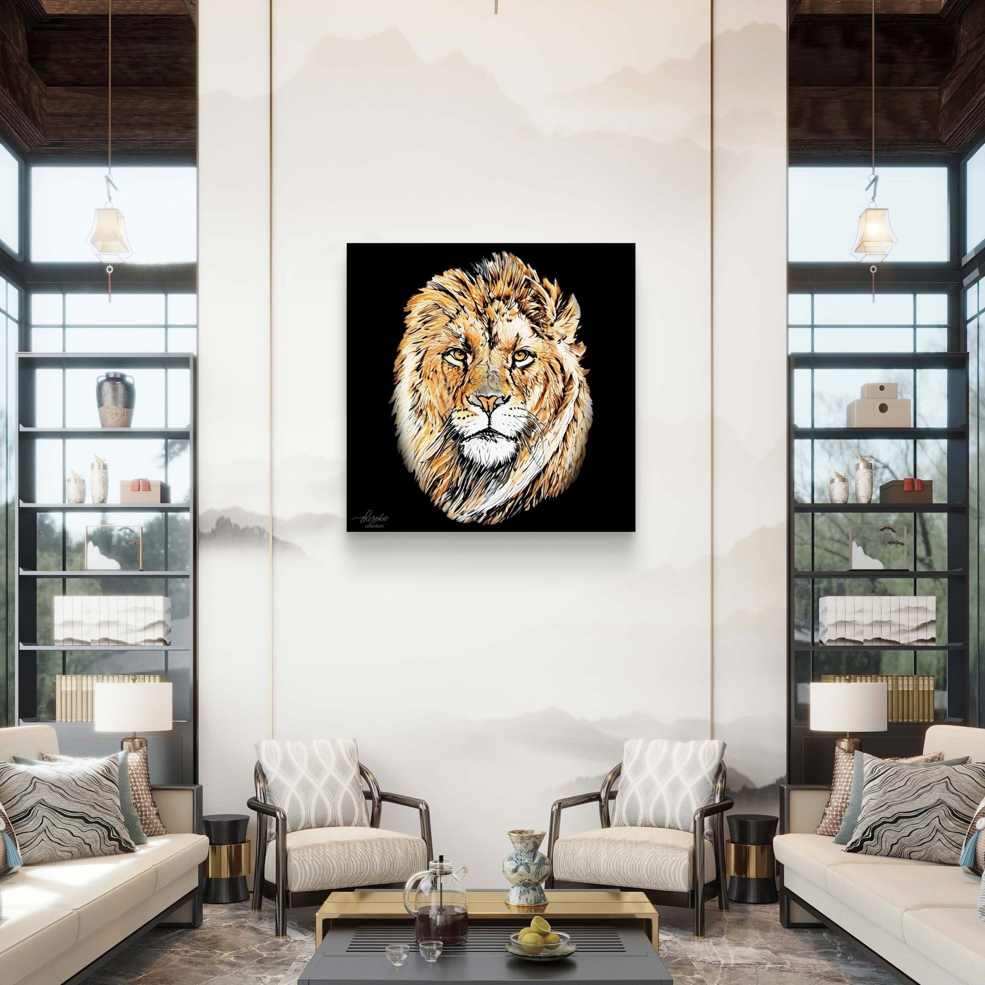 Lion Fine Art Giclée Matte Black Poster - HD Printing