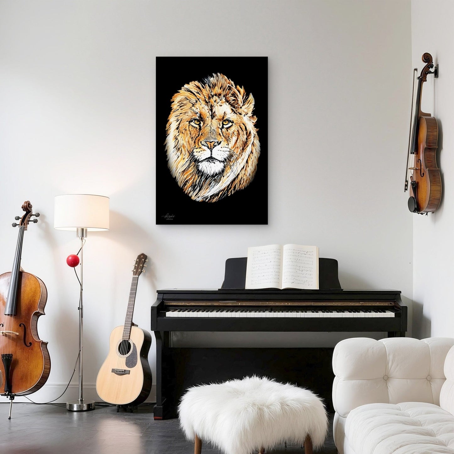 Lion Fine Art Giclée Matte Black Poster - HD Printing