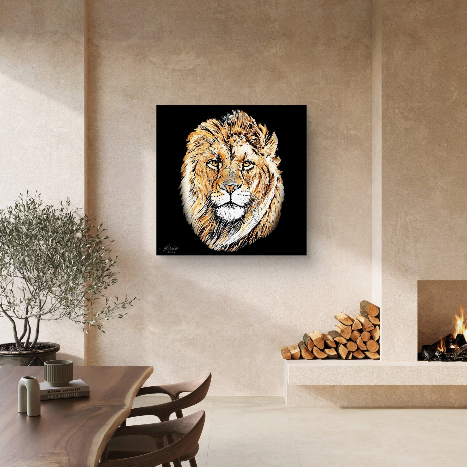 Lion Fine Art Giclée Matte Black Poster - HD Printing