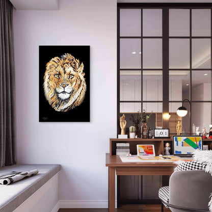 Lion Fine Art Giclée Matte Black Poster - HD Printing