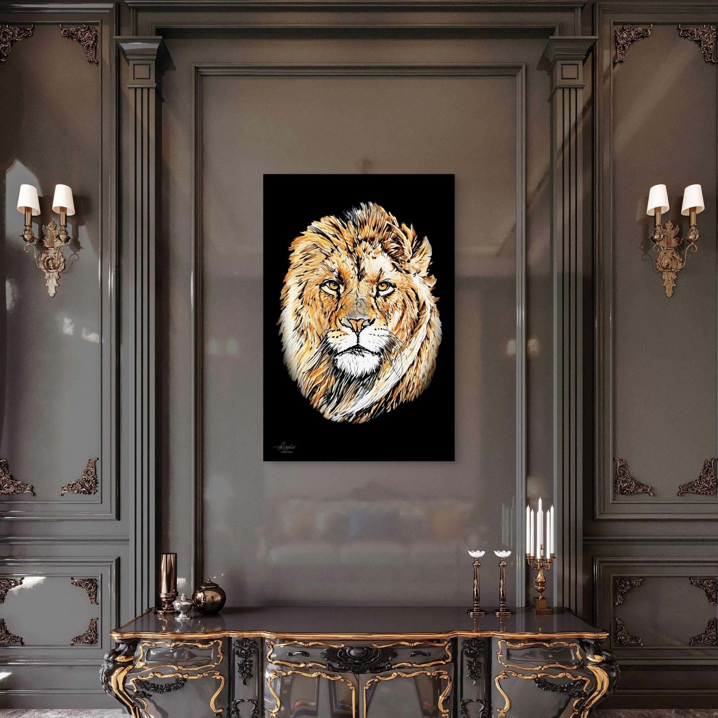 Lion Fine Art Giclée Matte Black Poster - HD Printing