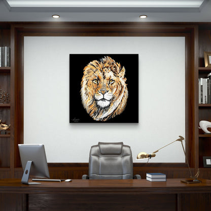 Lion Indoor & Outdoor HD Black Silk Poster - HD Printing