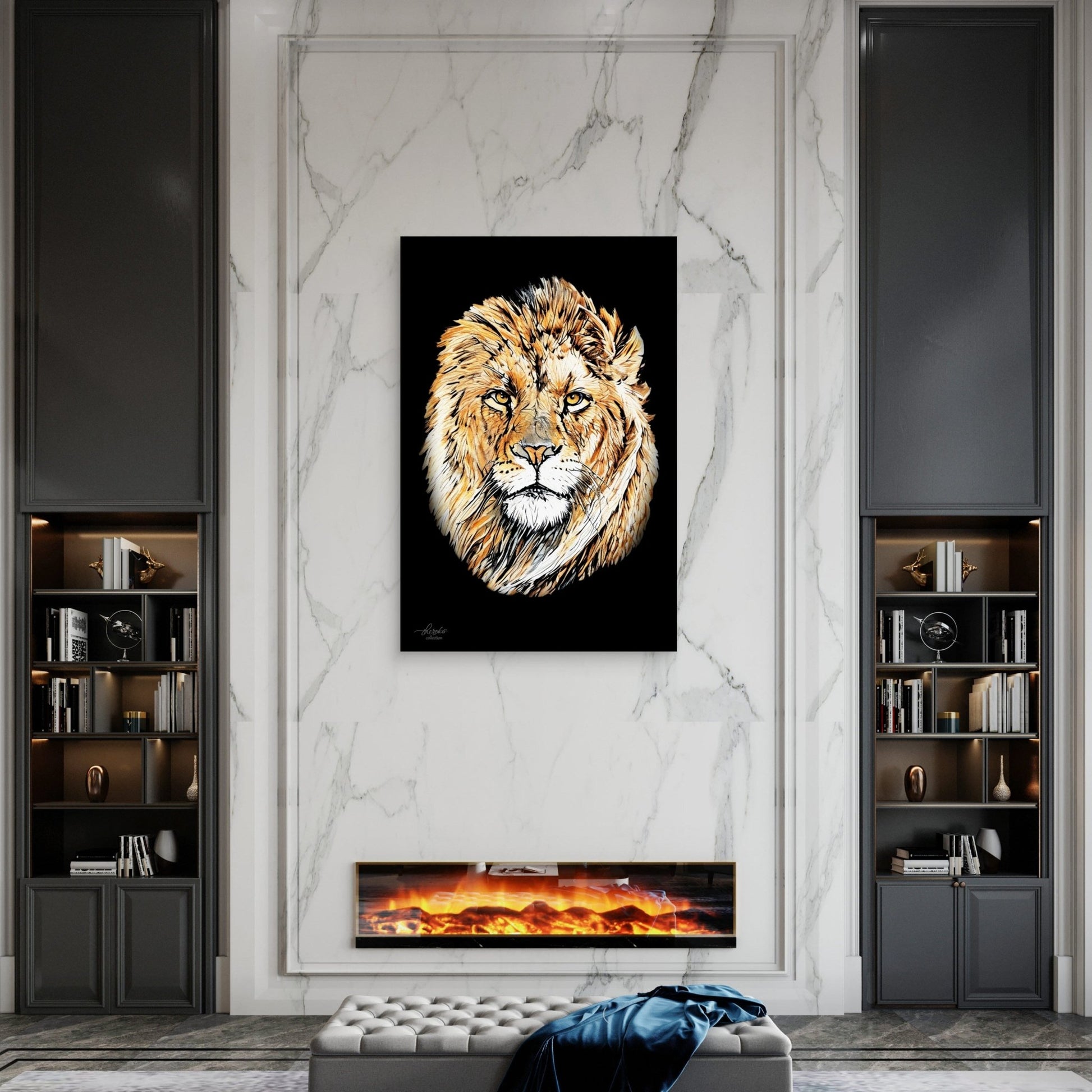 Lion Indoor & Outdoor HD Black Silk Poster - HD Printing