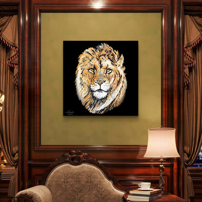 Lion Indoor & Outdoor HD Black Silk Poster - HD Printing