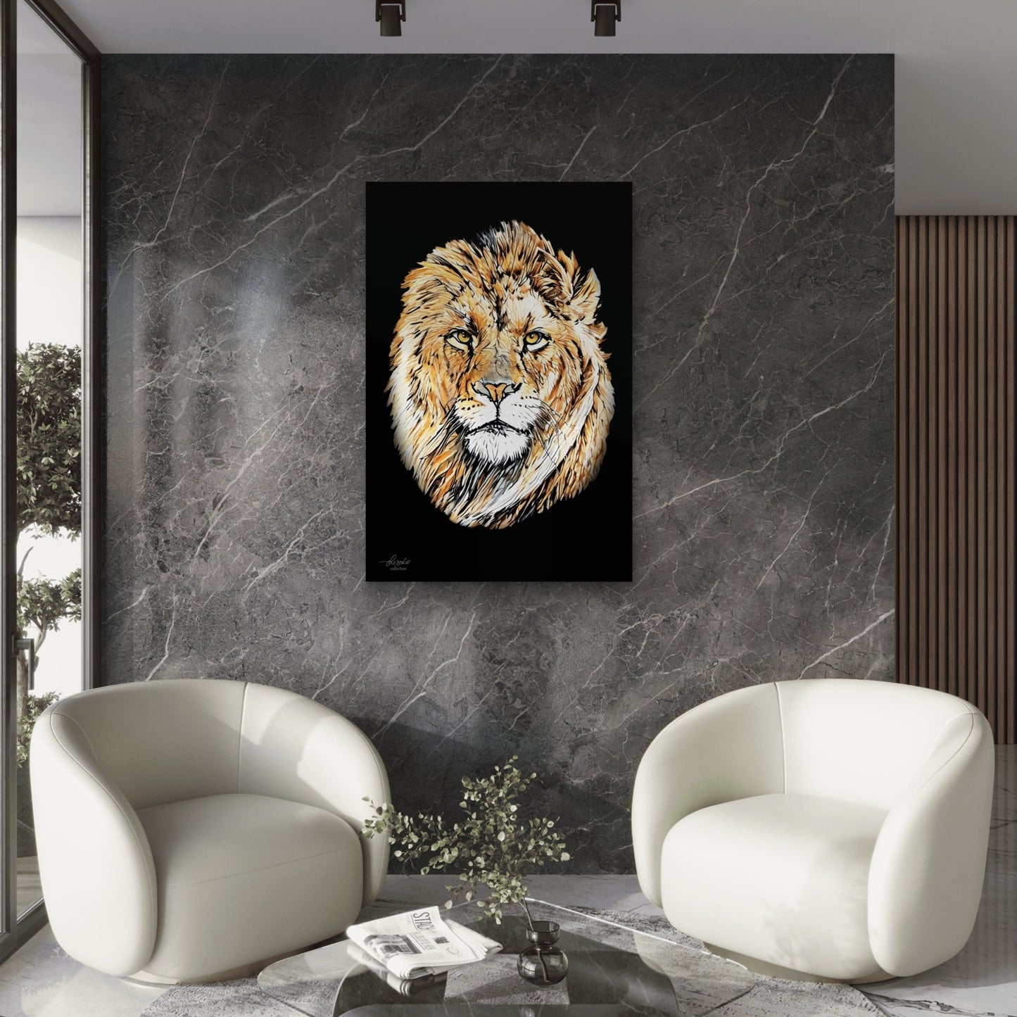 Lion Indoor & Outdoor HD Black Silk Poster - HD Printing