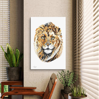 Lion Satin Stretched Canvas Print - HD Printing