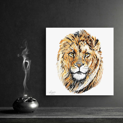 Lion Satin Stretched Canvas Print - HD Printing