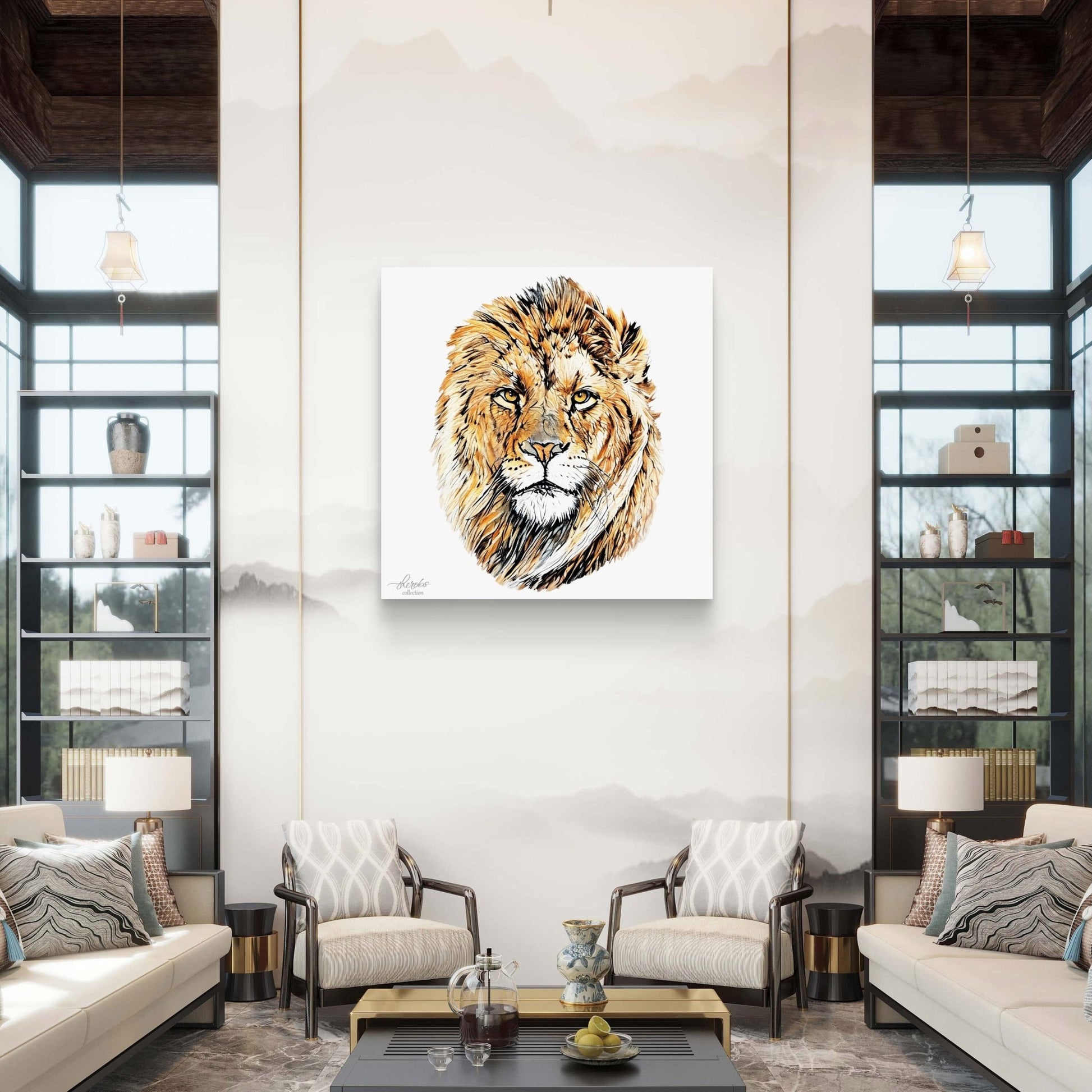 Lion Satin Stretched Canvas Print - HD Printing