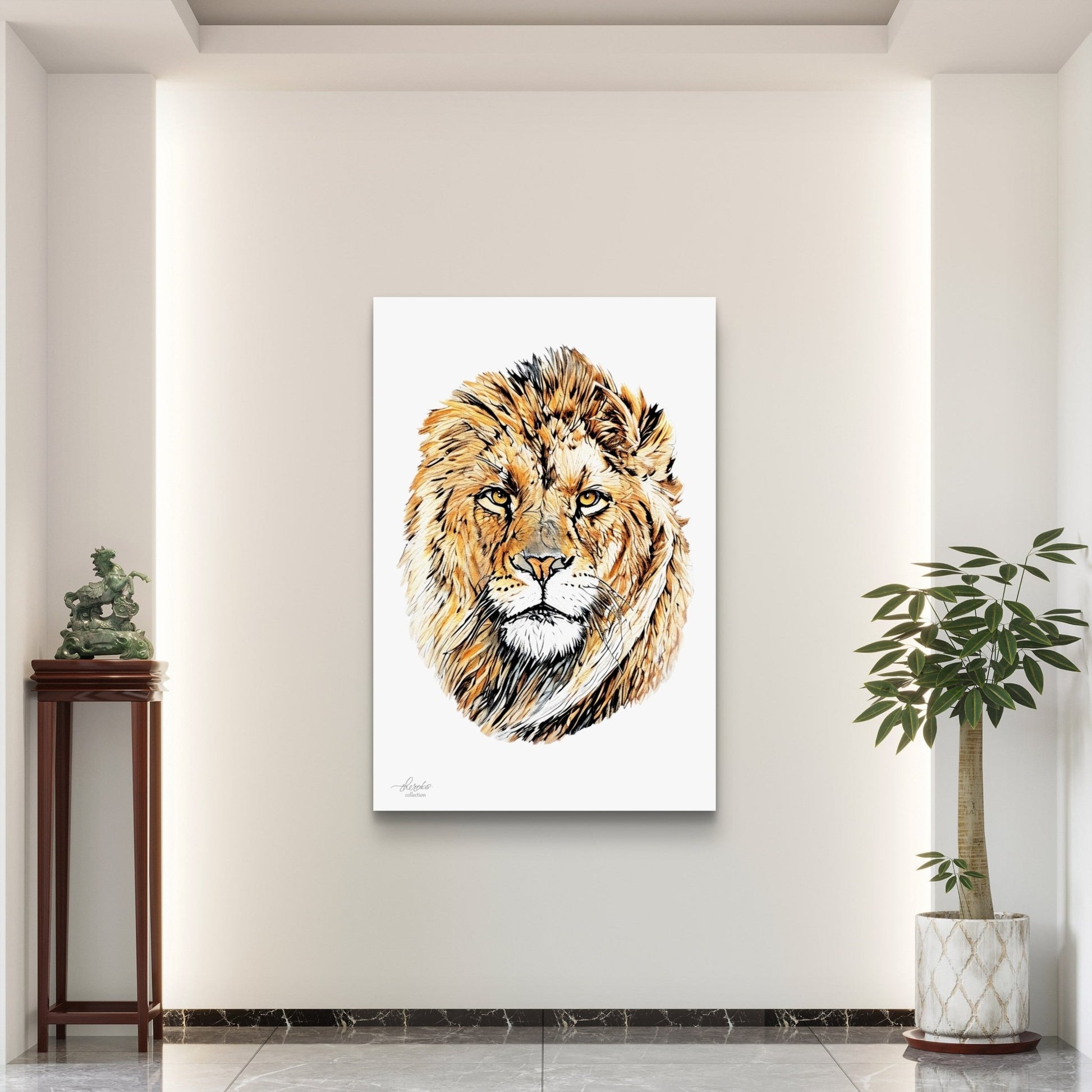 Lion Satin Stretched Canvas Print - HD Printing