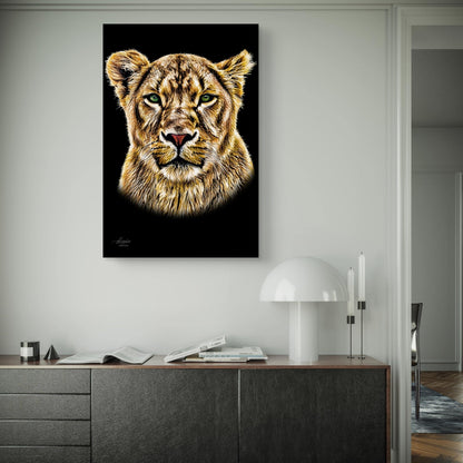 Lioness Fine Art Giclée Matte Black Poster - HD Printing