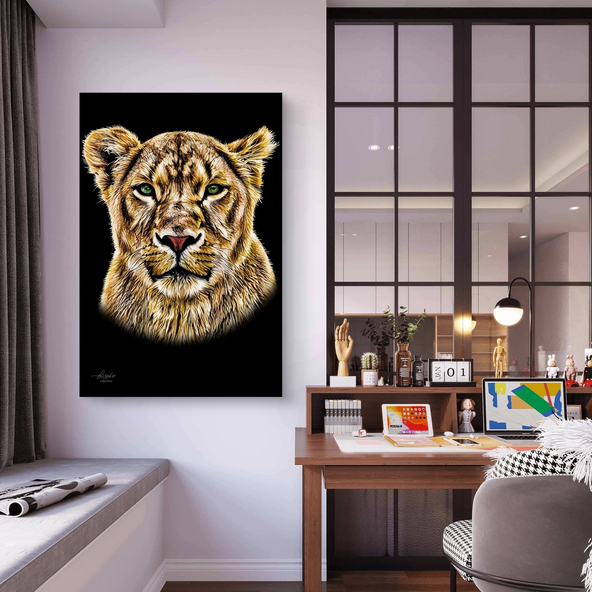 Lioness Fine Art Giclée Matte Black Poster - HD Printing