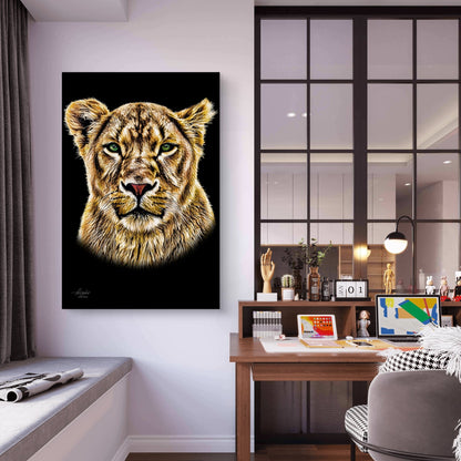 Lioness Fine Art Giclée Matte Black Poster - HD Printing