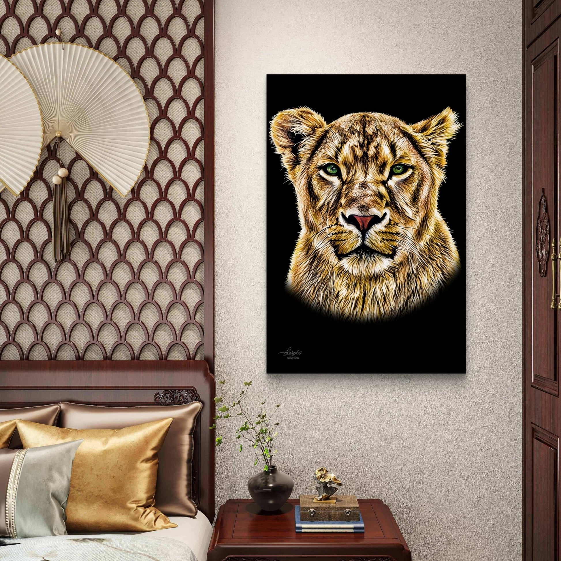 Lioness Indoor & Outdoor HD Black Silk Poster - HD Printing