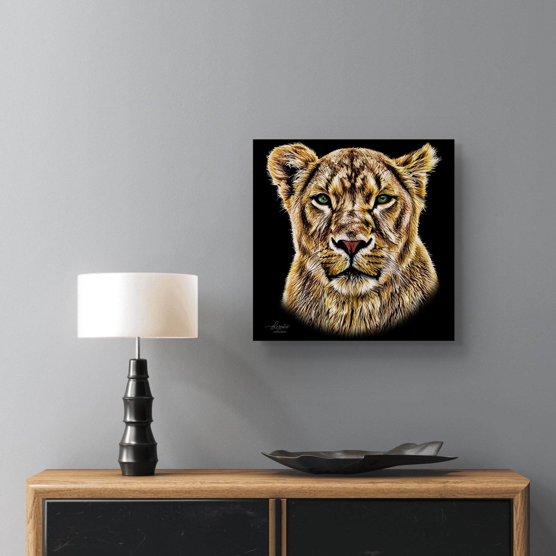 Lioness Indoor & Outdoor HD Black Silk Poster - HD Printing