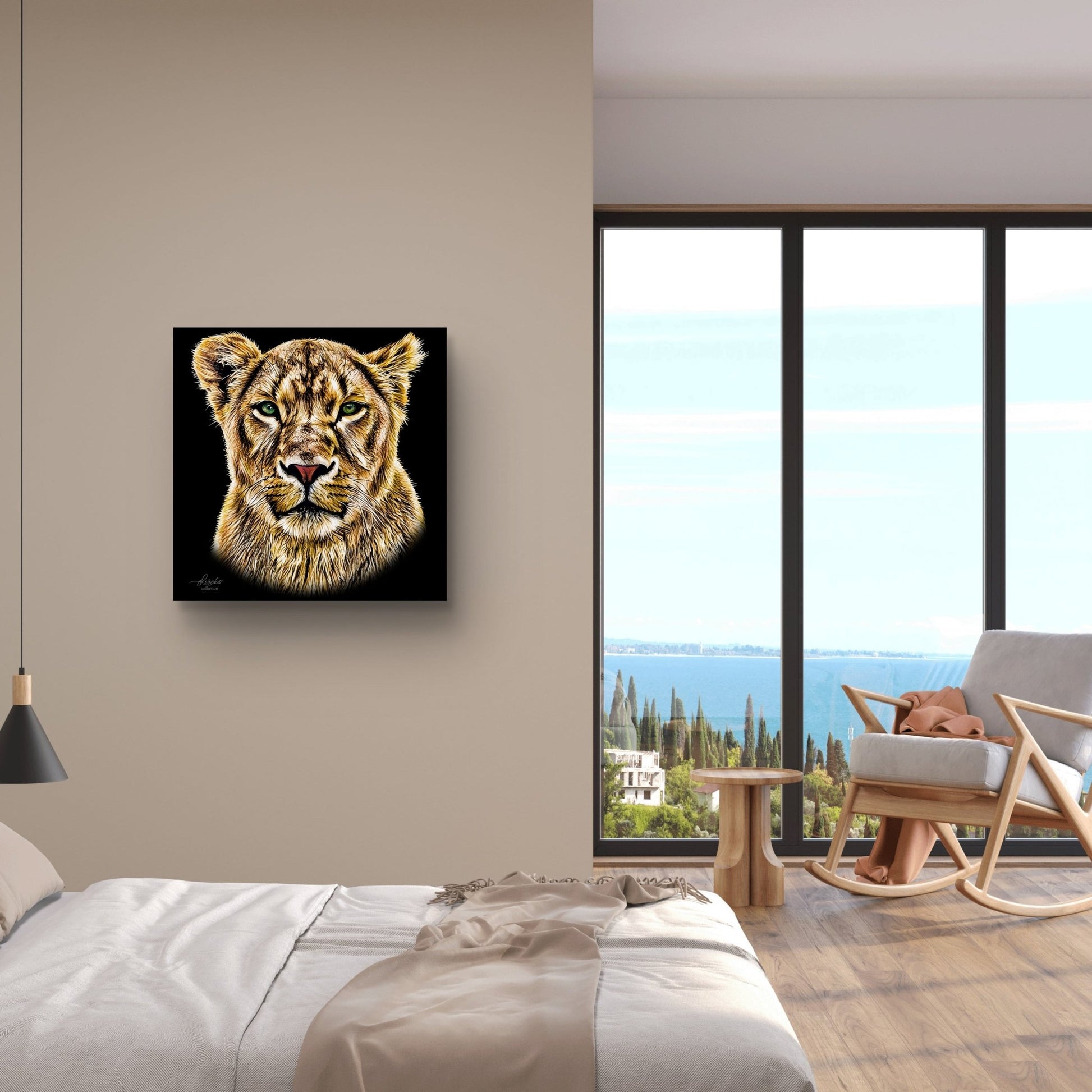 Lioness Indoor & Outdoor HD Black Silk Poster - HD Printing