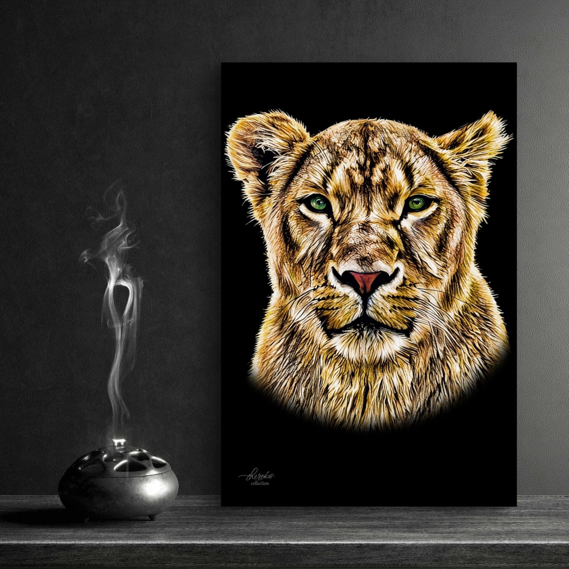 Lioness Indoor & Outdoor HD Black Silk Poster - HD Printing