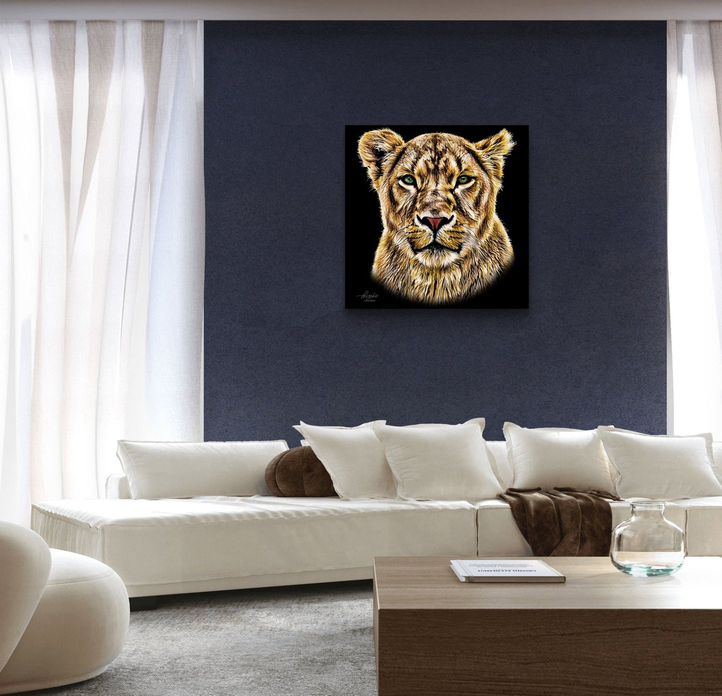Lioness Indoor & Outdoor HD Black Silk Poster - HD Printing
