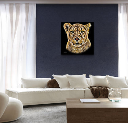 Lioness Indoor & Outdoor HD Black Silk Poster - HD Printing