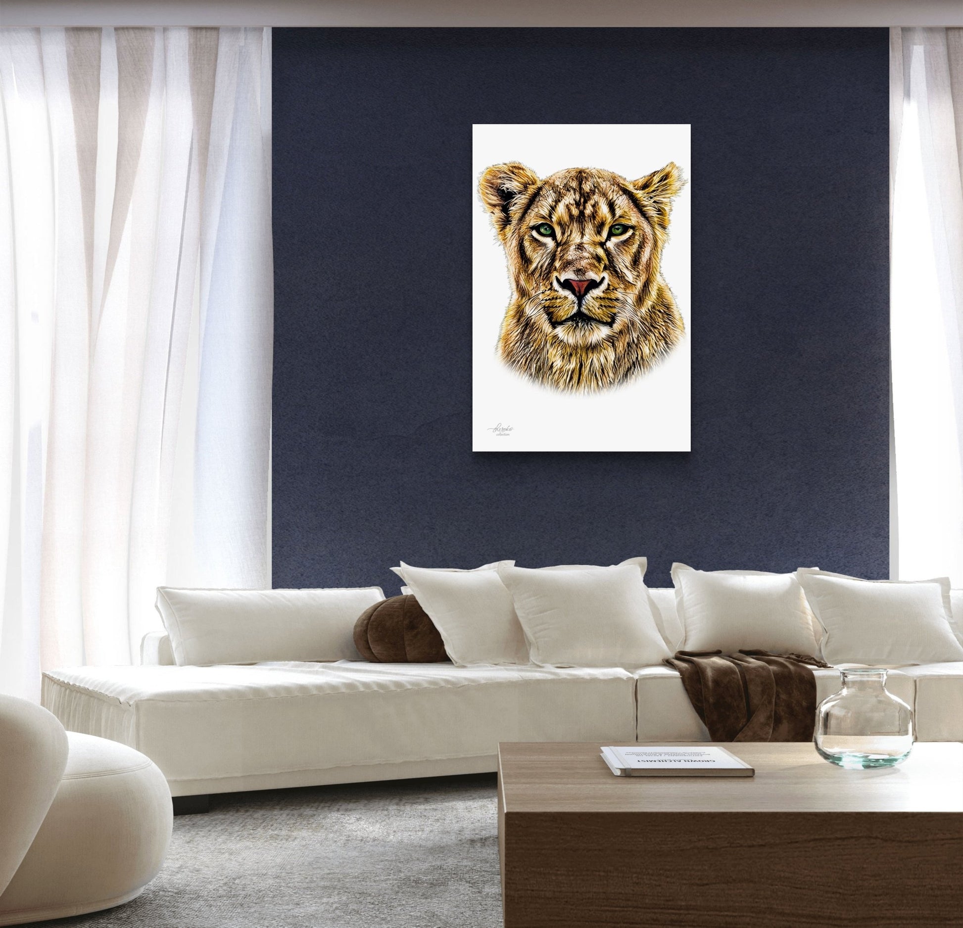 Lioness Satin Stretched Canvas Print - HD Printing