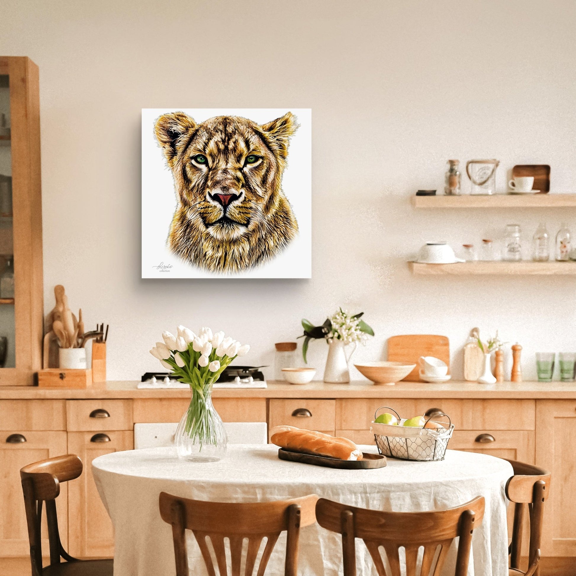 Lioness Satin Stretched Canvas Print - HD Printing