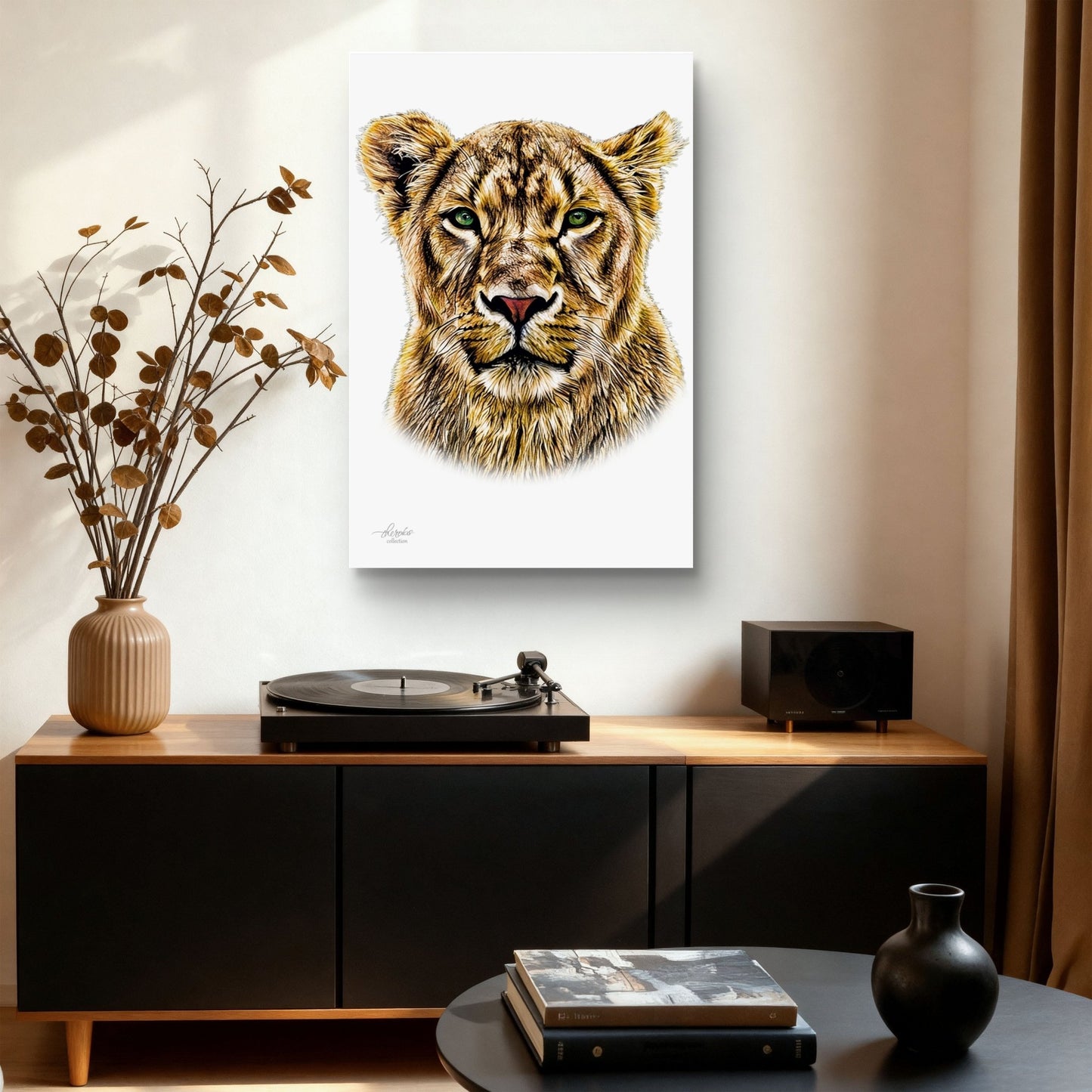 Lioness Satin Stretched Canvas Print - HD Printing