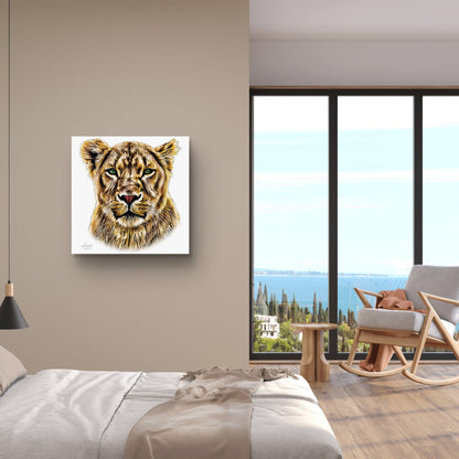 Lioness Satin Stretched Canvas Print - HD Printing