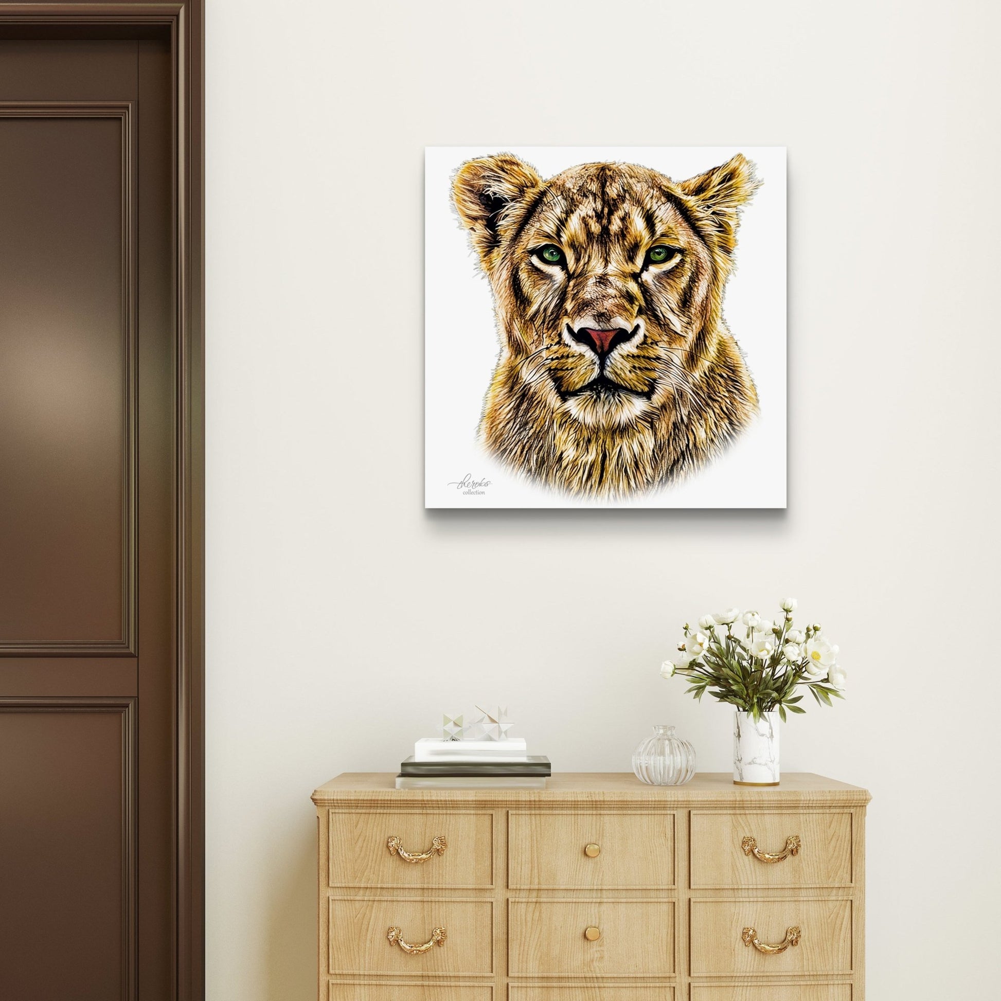 Lioness Satin Stretched Canvas Print - HD Printing