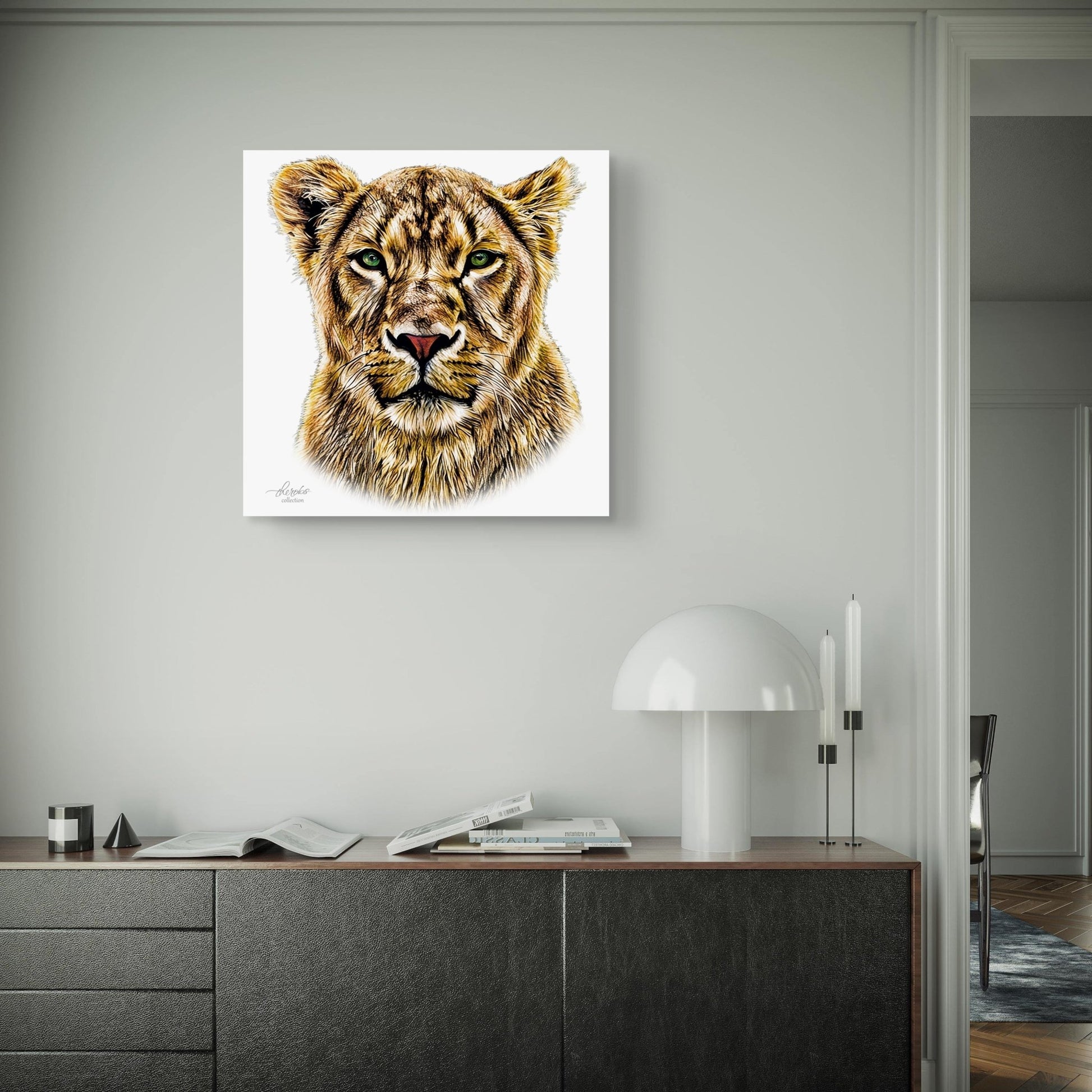 Lioness Satin Stretched Canvas Print - HD Printing