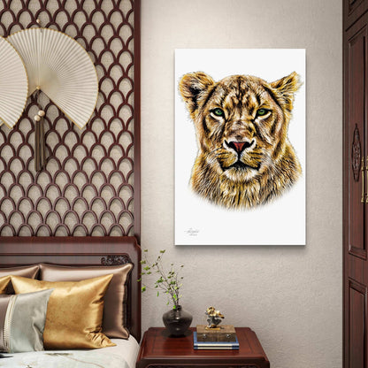 Lioness Satin Stretched Canvas Print - HD Printing